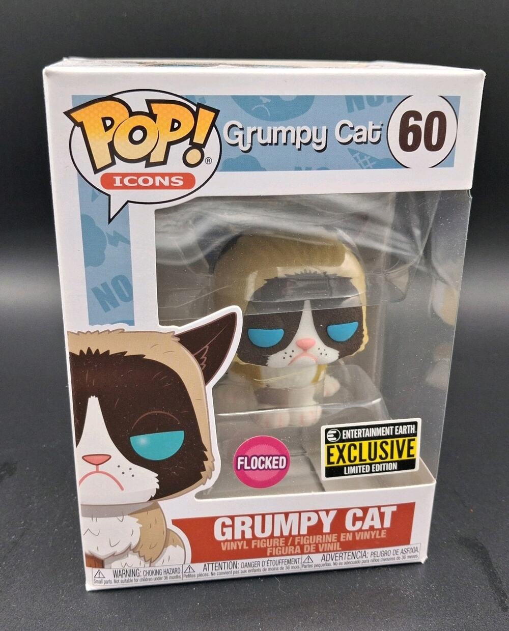 Funko Pop! Vinyl Icons Grumpy Cat #60 Flocked Entertainment Earth Exclusive NIB